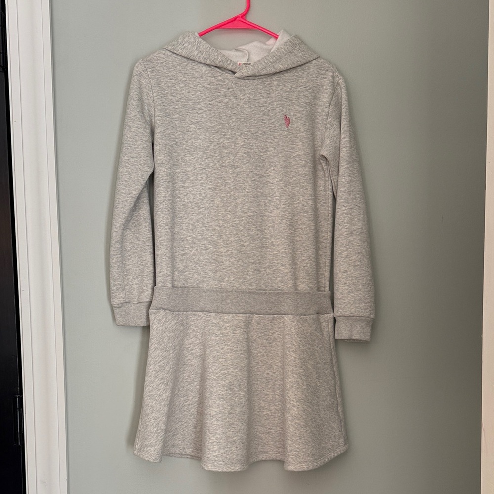J Crew Crewcuts Girls size 12 Gray Hooded sweatshirt Fleece Kids Dress